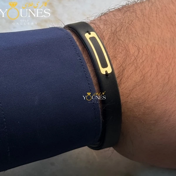 دستبند طلا چرم مردانه مدرن L139